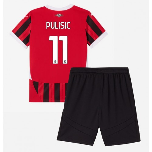 Dres AC Milan Christian Pulisic #11 Domaci za djecu 2024-25 Kratak Rukav (+ kratke hlače)